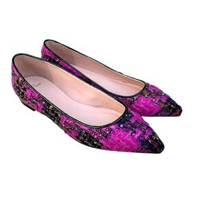 🆕 J.Crew Tweed Ballet Flats Sequins Fuchsia